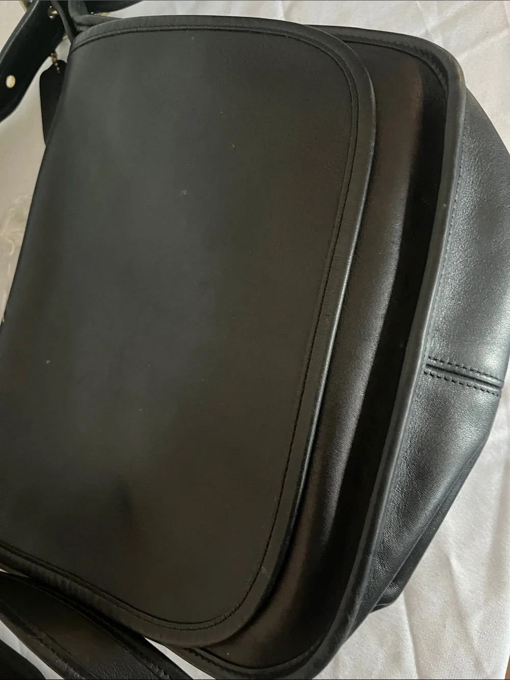 Coach Patricia  Black Leather Messenger Bag - Men's Crossbody